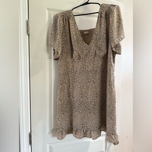Abercrombie & Fitch Tan Cream Ruffled Midi Sundress